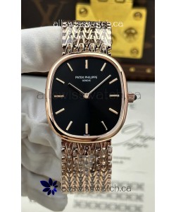 Patek Philippe Golden Ellipse 5738/1R-001 Rose Gold Black Dial Super Clone Watch 