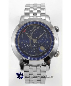 Patek Philippe Grand Complications 6102 Blue Dial Steel Strap Super Clone Watch 