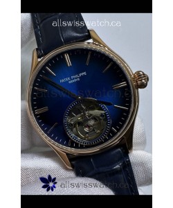 Patek Philippe Japanese Tourbillon Rose Gold Blue Dial Japanese Replica Watch 
