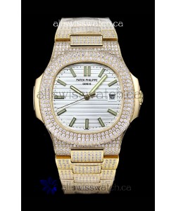 Patek Philippe Super Clone Nautilus 5711/G Diamonds Paved Edition White Dial