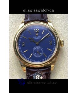 Rolex 1908 Perpetual in Yellow Gold Casing Blue Dial Swiss Replica Watch 