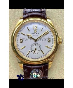 Rolex 1908 Perpetual in Yellow Gold Casing White Dial Swiss Replica Watch 