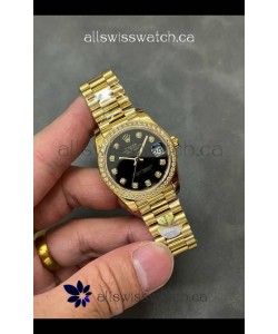 Rolex Datejust Ladies 28MM Black Dial Yellow Gold Super Clone Watch 