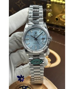 Rolex Day Date 228236 Stainless Steel ICE Blue Crystal Dial Super Clone Watch 