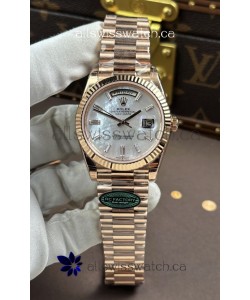 Rolex Day Date 228236 Rose Gold Pearl Dial Super Clone Watch 