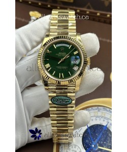 Rolex Day Date 228238 Yellow Gold Green Roman Dial Super Clone Watch 