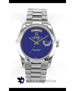Rolex Day Date Stainless Steel Blue Lapis Dial 36MM Swiss Replica Watch 
