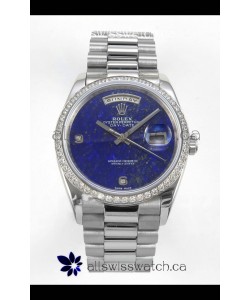 Rolex Day Date Blue Lapis Dial Diamonds Bezel 36MM Swiss Replica Watch 