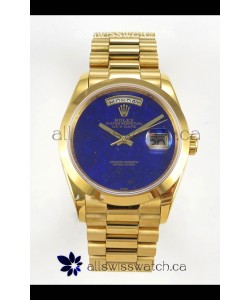 Rolex Day Date Yellow Gold Blue Lapis Dial 36MM Swiss Replica Watch 
