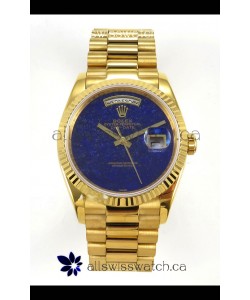 Rolex Day Date Yellow Gold Blue Lapis Dial 36MM Swiss Replica Watch 