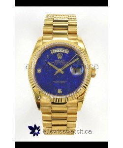 Rolex Day Date Yellow Gold Blue Lapis Dial 36MM Swiss Replica Watch 