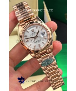 Rolex Day Date 228236 Rose Gold Sunburst Steel Dial Super Clone Watch 