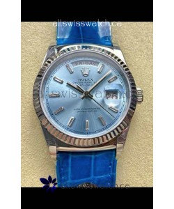 Rolex Day Date 128236 Stainless Steel ICE Blue Crystal Dial Super Clone Watch 
