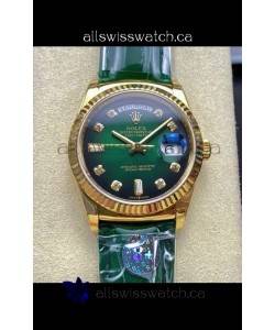 Rolex Day Date 128238 Yellow Gold Green Ombre Diamonds Dial Super Clone Watch 