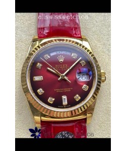 Rolex Day Date 128238 Yellow Gold Red Ombre Diamonds Dial Super Clone Watch 
