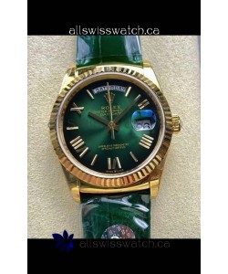 Rolex Day Date 128238 Yellow Gold Green Ombre Roman Dial Super Clone Watch 