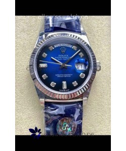 Rolex Day Date 128236 Stainless Steel Blue Ombre Diamonds Dial Super Clone Watch 