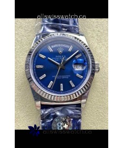 Rolex Day Date 128236 Stainless Steel Blue Crystal Dial Super Clone Watch 