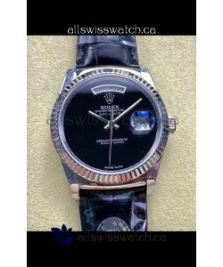 Rolex Day Date 128236 Stainless Steel Black Dial Super Clone Watch 