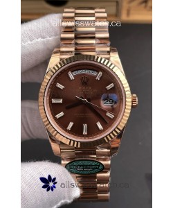 Rolex Day Date 228236 Rose Gold Brown Dial Super Clone Watch 