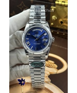 Rolex Day Date 228236 Stainless Steel Blue Roman Dial Super Clone Watch 