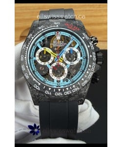 Rolex Daytona DiW Skeleton Carbon Casing Oysterflex Super Clone Watch 