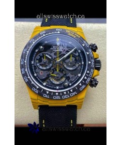 Rolex Daytona Yellow TPT Casing Skeleton Dial Nylon Strap Super Clone Watch 