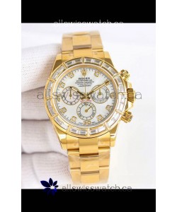 Rolex Daytona 116519 Yellow Gold White Pearl Dial Super Clone Watch 