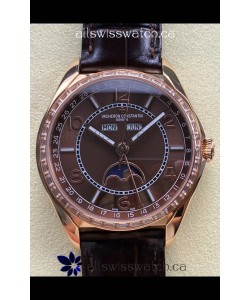 Vacheron Constantin Fiftysix Moonphase Brown Dial Rose Gold Swiss Replica Watch 