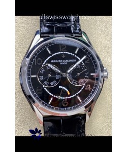 Vacheron Constantin Fiftysix Day-Date Stainless Steel Black Dial Swiss Replica Watch 