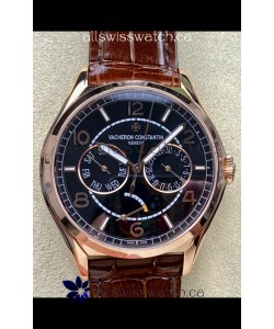 Vacheron Constantin Fiftysix Day-Date Rose Gold Black Dial Swiss Replica Watch 
