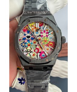 Audemars Piguet Super Clone Royal Oak Black Ceramic Watch in Sun-Flower Dial 