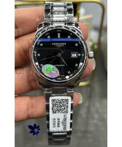Longines Master Collection Automatic Moonphase Black Dial Swiss Replica Watch Steel Strap