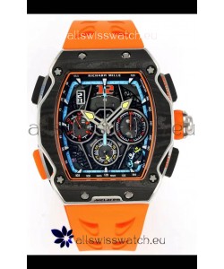 Richard Mille Super Clone RM65-01 Carbon Casing Replica Watch in Orange Strap 