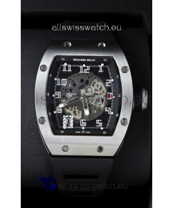 Richard Mille RM010 Stainless Steel Replica Watch in Black Strap