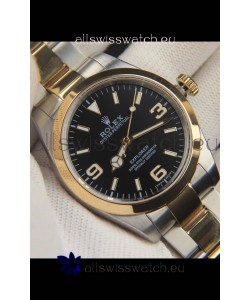 Rolex Explorer I Japanese Movement Replica Watch in Two Tone Black Dial 39MM