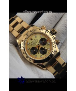 Rolex Daytona Japanese Movement Gold Casing Replica Watch in Gold Dial 
