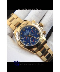 Rolex Daytona Japanese Movement Gold Casing Replica Watch in Blue Dial 