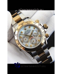 Rolex Daytona Japanese Movement Two Tone Gold Casing Watch in Pearl Dial 