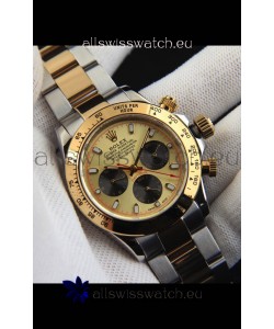 Rolex Daytona Japanese Movement Two Tone Gold Casing Watch in Gold Dial 