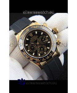 Rolex Daytona Japanese Movement Gold Casing Replica Watch in Black Dial 