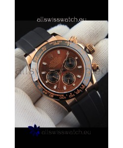 Rolex Daytona Japanese Movement Gold Casing Replica Watch in Brown Dial 