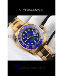 Rolex GMT Masters II Rose Gold Plating Japanese Replica Watch Blue Dial