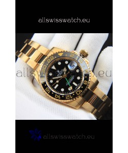 Rolex GMT Masters II Rose Gold Plating Japanese Replica Watch Black Dial