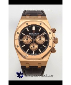 Royal Oak Chrono 26331 Rose Gold Black Dial Super Clone Watch 