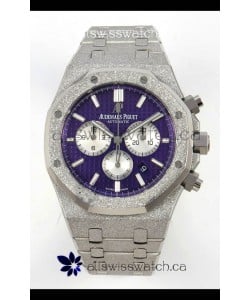 Royal Oak Chrono 26331 Frosted White Gold Purple Dial Super Clone Watch 