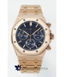 Royal Oak Chrono 26240 Rose Gold Strap in Blue Dial Super Clone Watch 