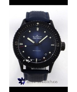 Blancpain Fifty Fathoms Ceramic Case Leather Strap Blue Dial Super Clone Watch 
