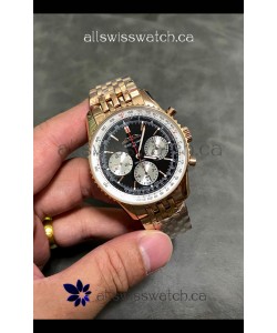 Breitling Navitimer B01 43MM Rose Gold Black Dial Super Clone Watch 