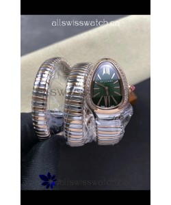 Serpenti Tubogas Double Spiral Green Dial Two Tone Super Clone Watch 